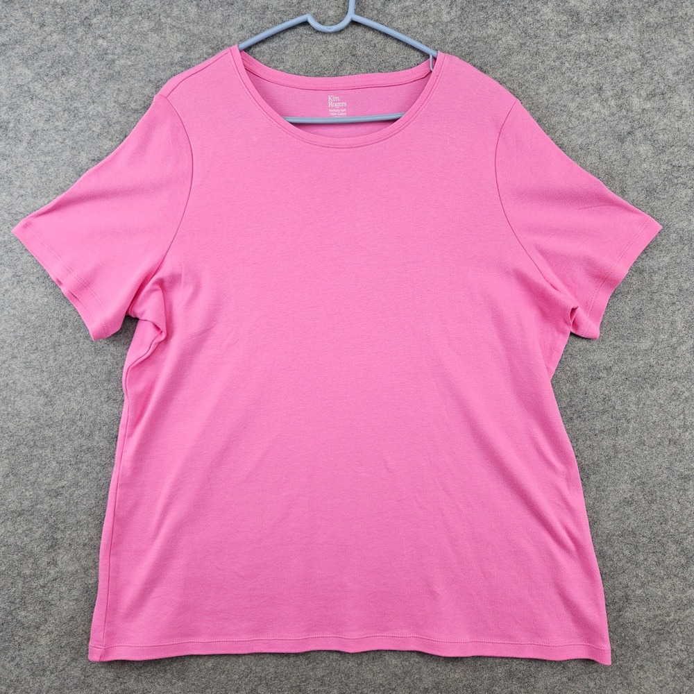 Kim Rogers T-Shirt Women XXL Pink Short Sleeve Cotton Perfectly Soft Tee PINHOLE